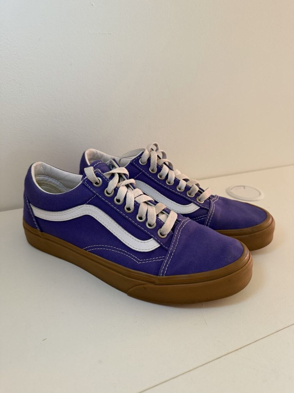 VANS Old Skool Purple Canvas Sneakers Gum Rubber Sole Lace Up US M 7 W 8.5 EUC!